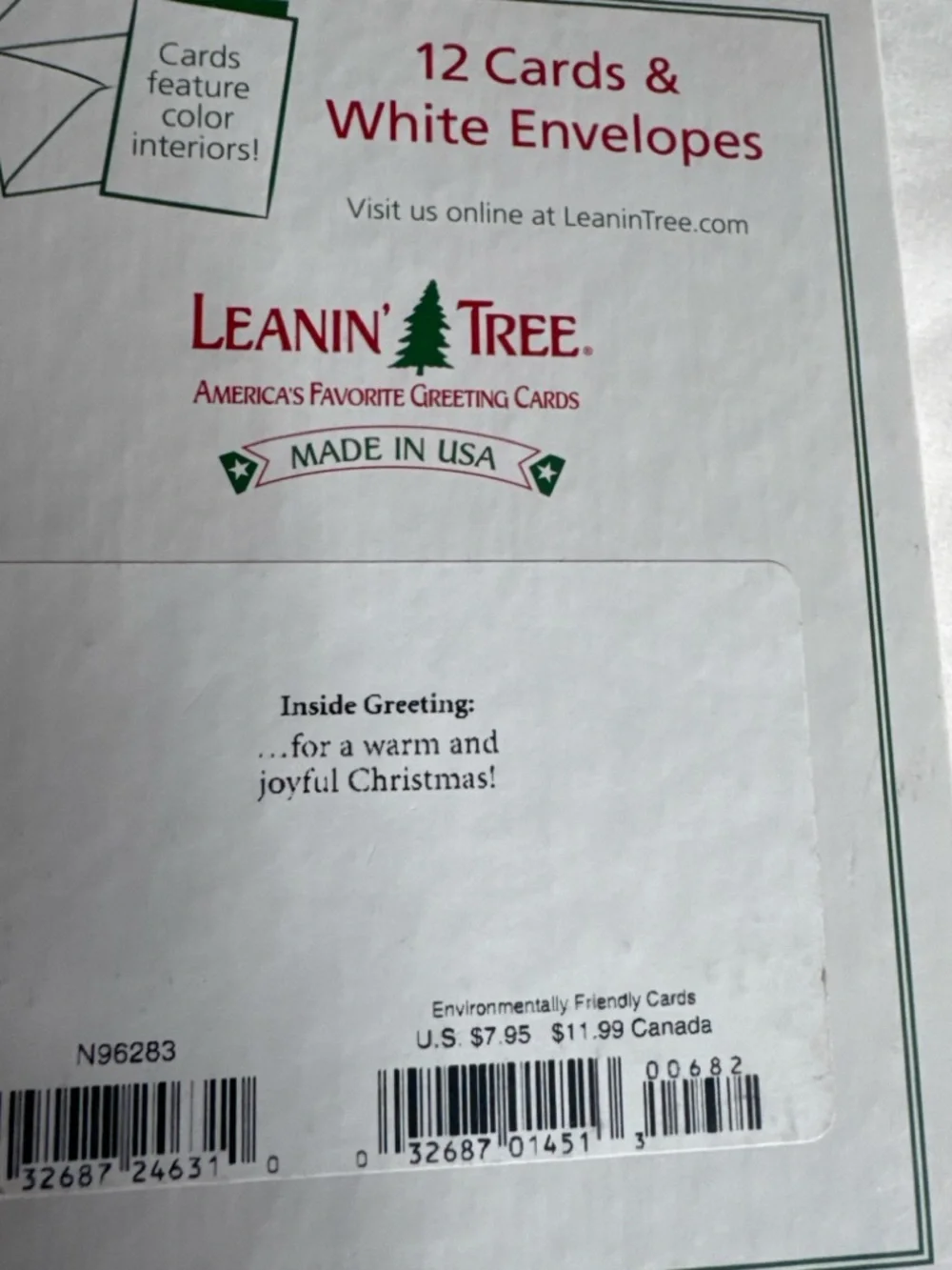 Leanin’ Tree Christmas Cards Box Set 12 Floral Merry & Bright w/ Envelopes USA - Picture 2 of 2